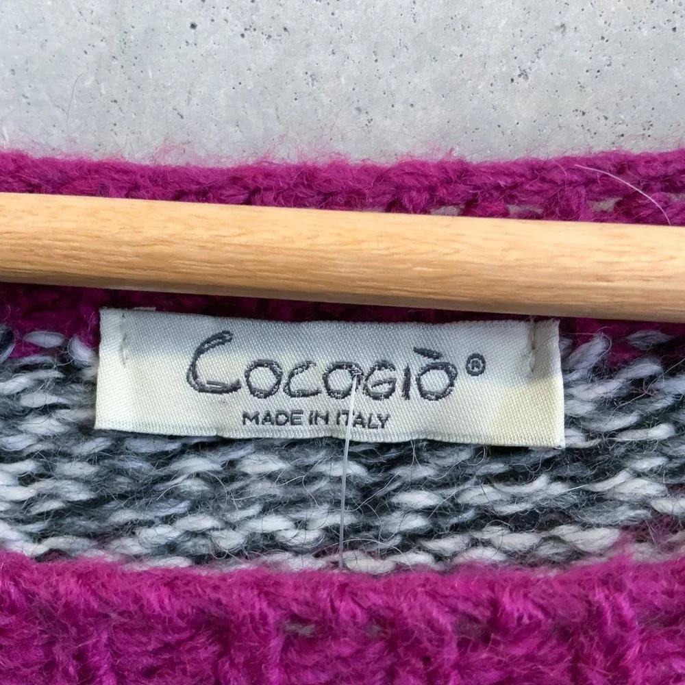 COCOGIO Ladies Grey Pink Love Heart Knit Jumper - Size M/L - Picture 5 of 5